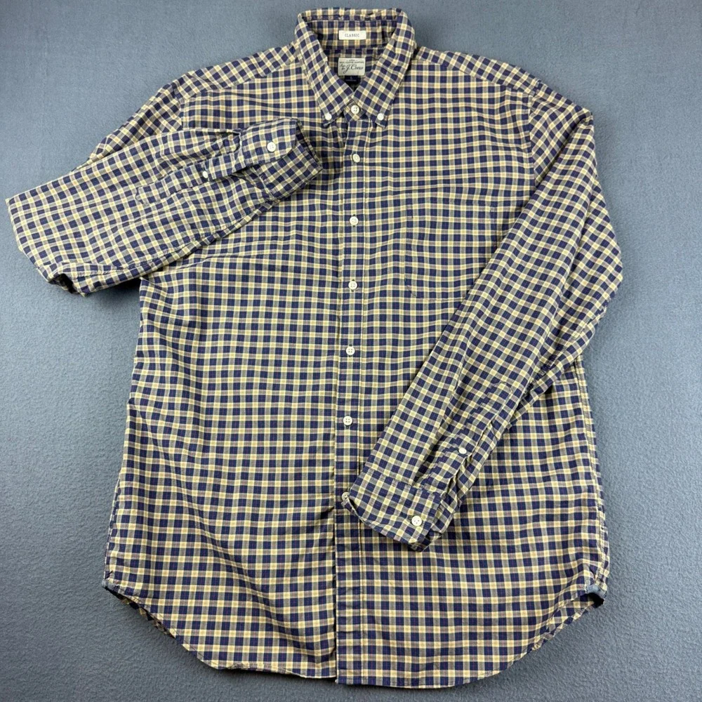 J Crew Shirt Men's L Classic Fit Oxford OXBD Plaid Wash Gingham Check Lot of 4